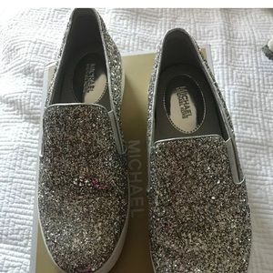 Michael Kors Keaton Slip On Glitter Champagne 8
